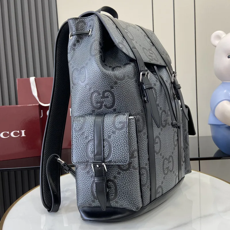 Gucci GG Supreme Canvas Backpack With Leather Trim And Drawstring Closure #A50427
