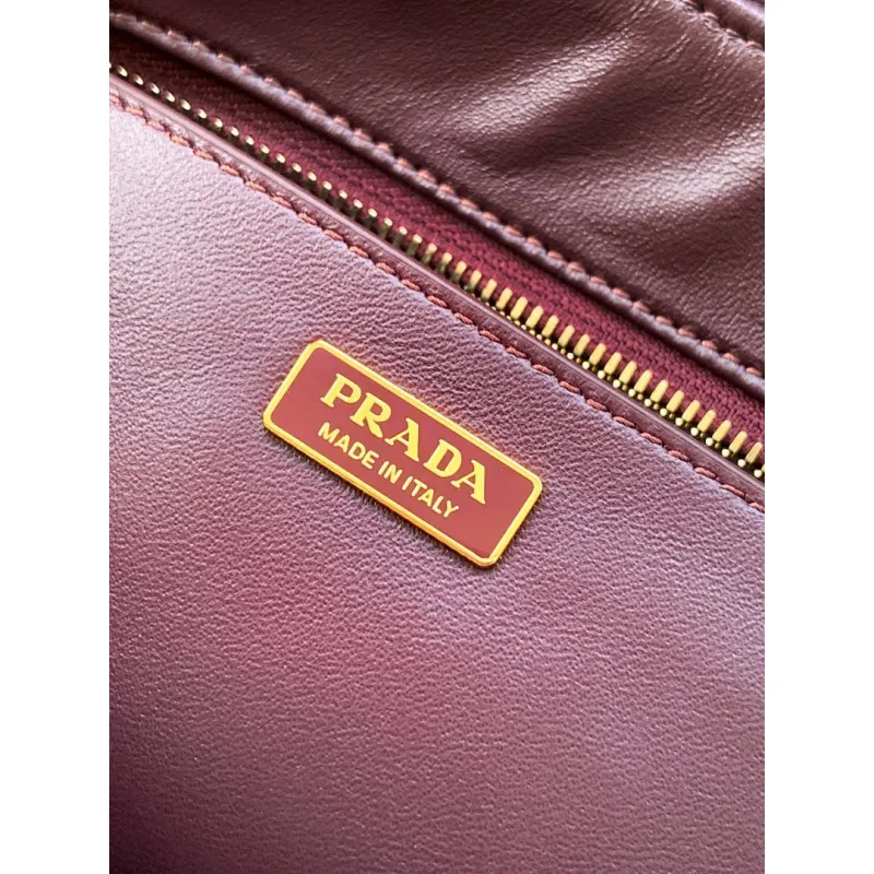Prada Cahier Messenger Bag (2 Colors) – Burgundy/Black Leather with Gold-Tone Triangle Logo & Buckle Hardware #A59179