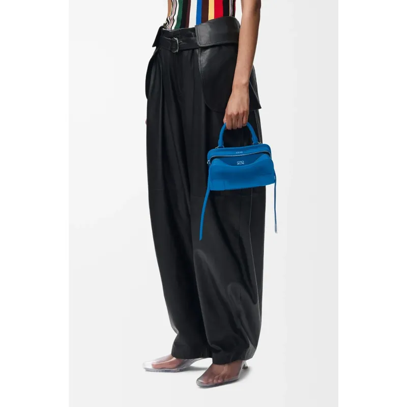 Loewe Amazona 180 Blue Leather Top Handle Bag 34.5x14x27cm #A64991