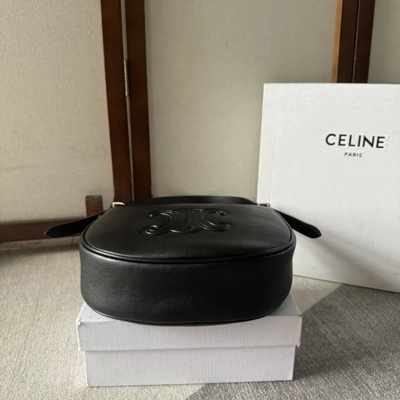 Celine Ava Hobo Bag - Beige Leather, Embossed Triomphe Logo, Elegant Shoulder Bag for Women, Luxury Fashion Accessory #A56756