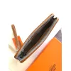 Hermès Leather Zip - Around Wristlet Clutches In Brown And Black With Branded Detailing #A50707
