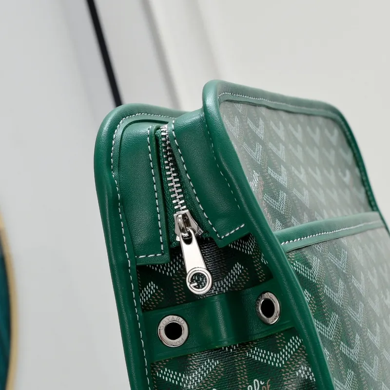 Goyard Canvas Clutch with Leather Trim #A45656 Goyard Canvas Clutch with Leather Trim #A45656