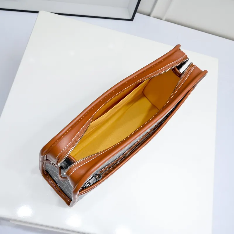Goyard Canvas Clutch with Leather Trim #A45656 Goyard Canvas Clutch with Leather Trim #A45656