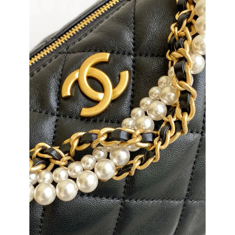 Chanel AS5898 Quilted Hobo Bag with Pearl Chain Strap Size 13-23.5-7.5 #A62897