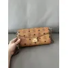 MCM Mini Crossbody Bag, Grid Pattern, Chain Strap, Style 65026 12.5 x 21.0 x 5.0cm #A61795