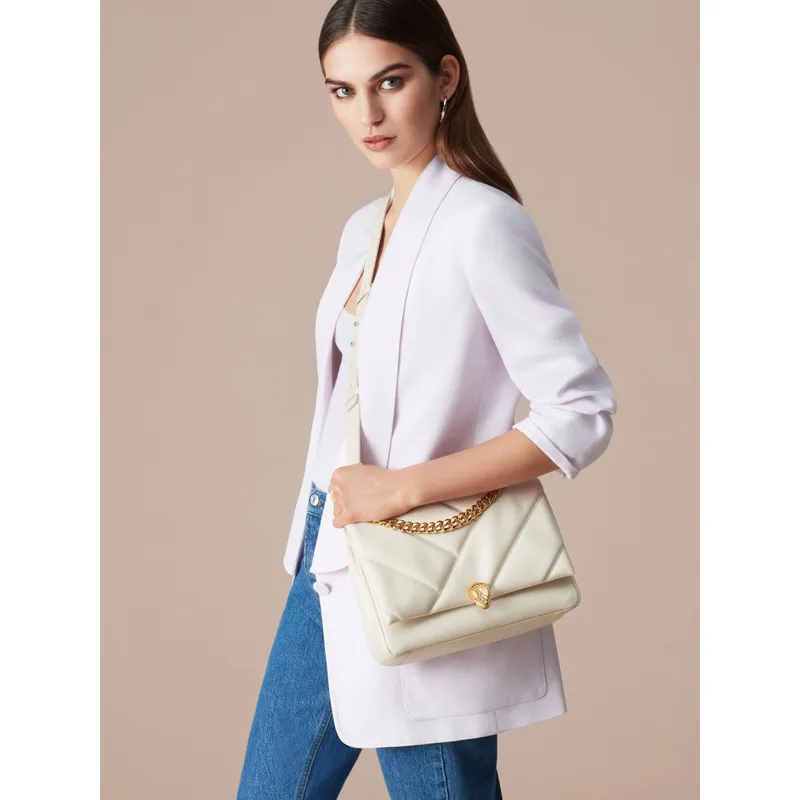 Bvlgari Serpenti Diamond Blast Shoulder Bag In Creamy White Leather For Luxury Style #A51665