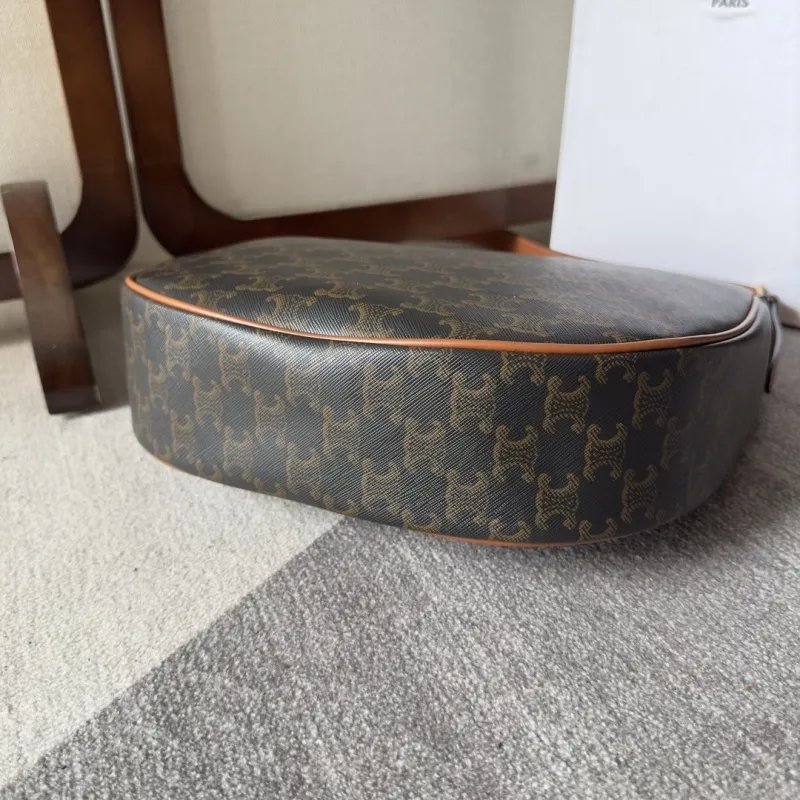 Celine Hobo Bag - Brown Monogram Canvas, Leather Trim, Gold-Tone Hardware, Stylish Crossbody Bag for Women, Luxury Fashion Accessory #A56761