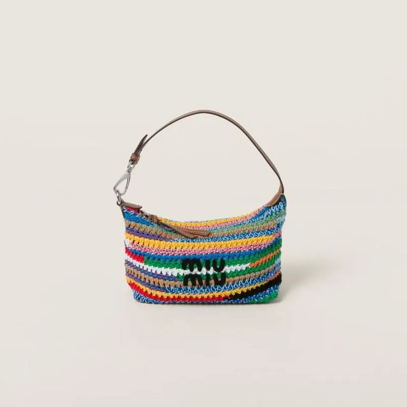 Miu Miu Crochet Hobo Bags: Colorful, Handcrafted Style Statements size:25.5×14×10cm #A53542