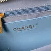 Chanel Womens Denim Handbag - Quilted Design, Blue Denim Fabric, Gold-Tone CC Logo & Chain Strap, Stylish Top-Handle Bag for Luxury Fashion #A56745