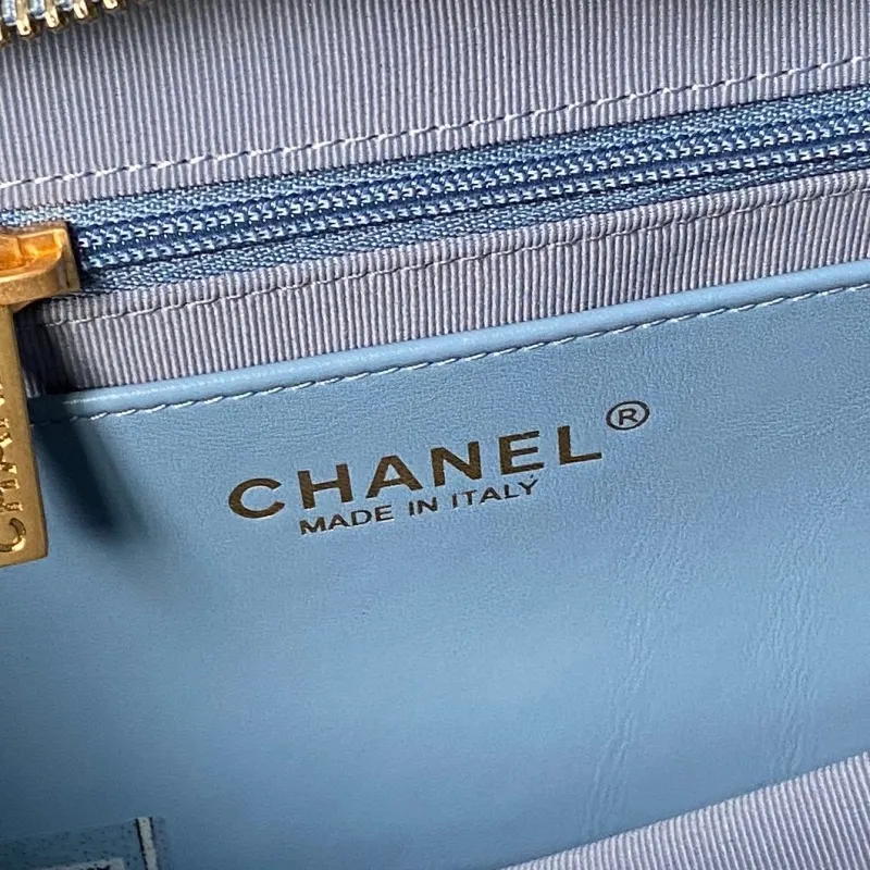 Chanel Womens Denim Handbag - Quilted Design, Blue Denim Fabric, Gold-Tone CC Logo & Chain Strap, Stylish Top-Handle Bag for Luxury Fashion #A56745