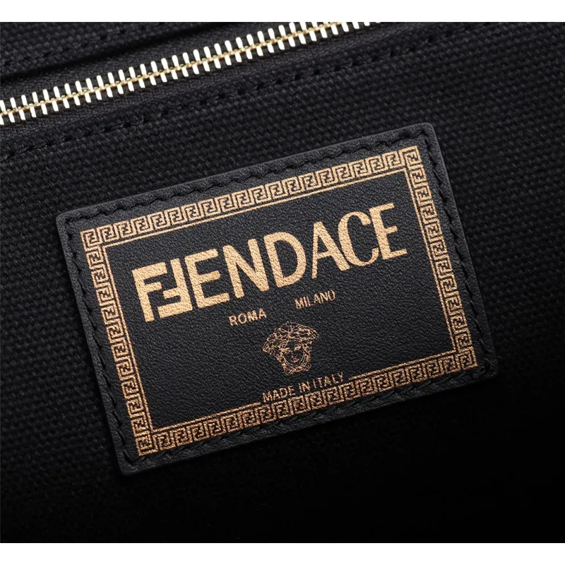 Replica Fendi Tote Textured Canvas Gold Logo Greek Key Bag Epitomizing Timeless Luxury size:35×17×31cm #A54202