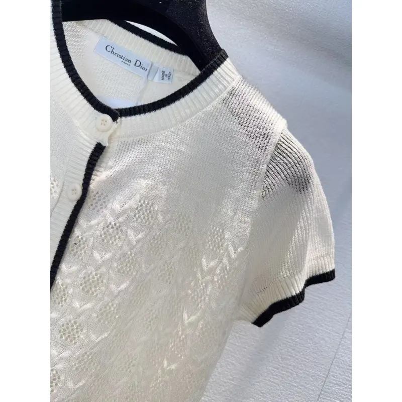 Dior Monogram Knit Short Sleeve Crew Neck Blouse #A63664