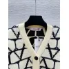valentino Womens V Neck Cardigan Sweaters Iconic V Logo Pattern in Dual Colors for Luxury Fashion Enthusiasts #A57753