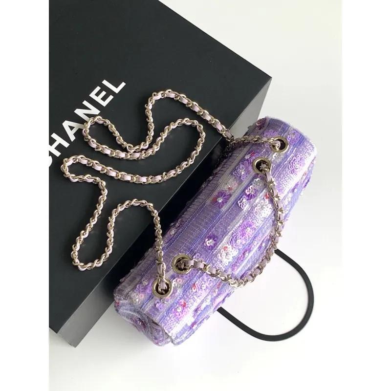 Chanel CF Sequin Quilted Flap Chain Bag, 14 x 21 x 8 cm #A63222 Chanel CF Sequin Quilted Flap Chain Bag, 14 x 21 x 8 cm #A63222