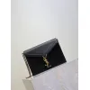 SAINT LAURENT Cassandra Envelope Crossbody Bag Set – Tan Leather-Suede & Black Velvet with Gold YSL Logo (Detachable Chain Strap) #A58773