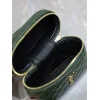 Saint Laurent 819285 GABY Mini Chain Cosmetic Bag - Dark Green Quilted Leather with Detachable Strap #A59505