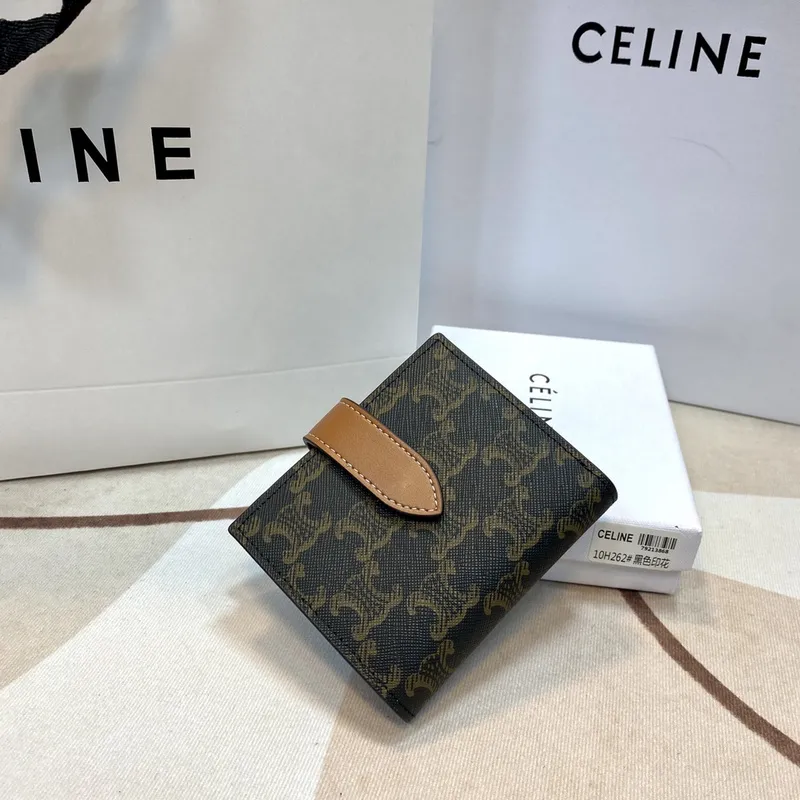 Celine Leather Wallet with Triomphe Closure #A46200
