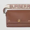 Burberry Crossbody Bag Logo Embroidered Strap &amp Leather A Nod to Heritage size:25×8×18cm #A54201
