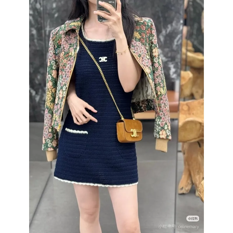 Celine Womens Mini Crossbody Bag - Tan Suede Leather, Gold-Tone Triomphe Logo Chain Strap, Luxury Compact Shoulder Bag for Fashion Enthusiasts #A56846