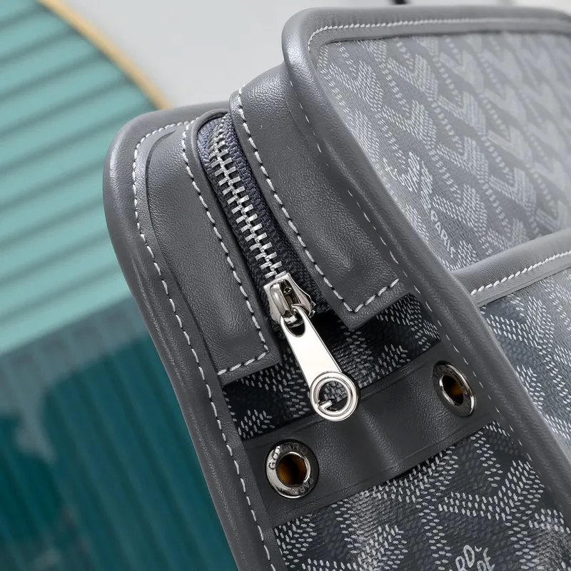 Goyard Canvas Clutch with Leather Trim #A45656 Goyard Canvas Clutch with Leather Trim #A45656