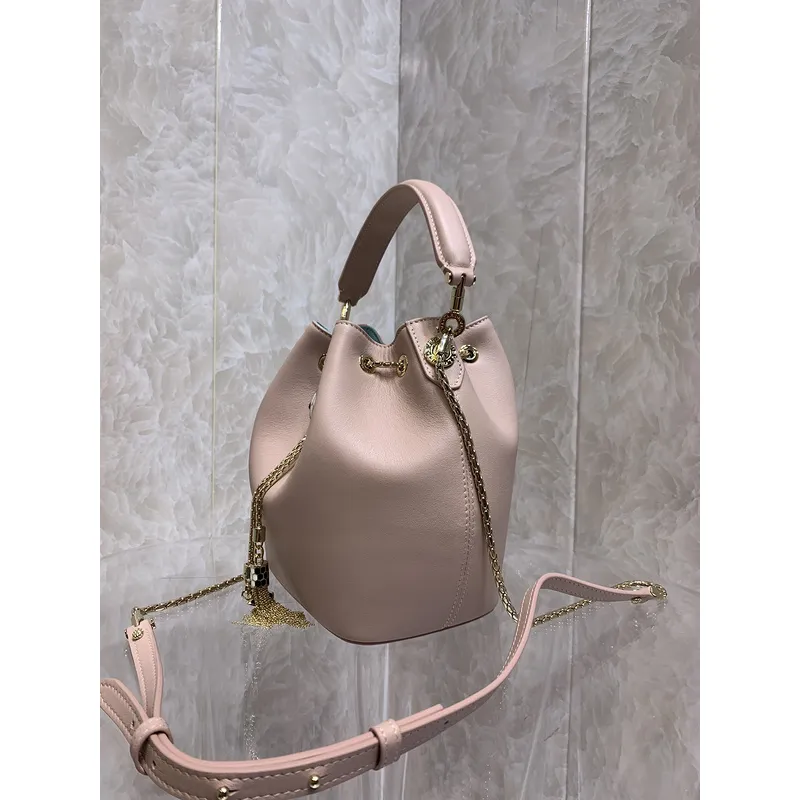 Bvlgari Serpenti Bucket Bag In Blush Leather With Iconic Detailing #A51661 Bvlgari Serpenti Bucket Bag In Blush Leather With Iconic Detailing #A51661