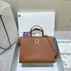 Burberry Timeless White Leather Handbag with Gold - Accented Lock and Dual Handles size:24×3×9cm #A54100