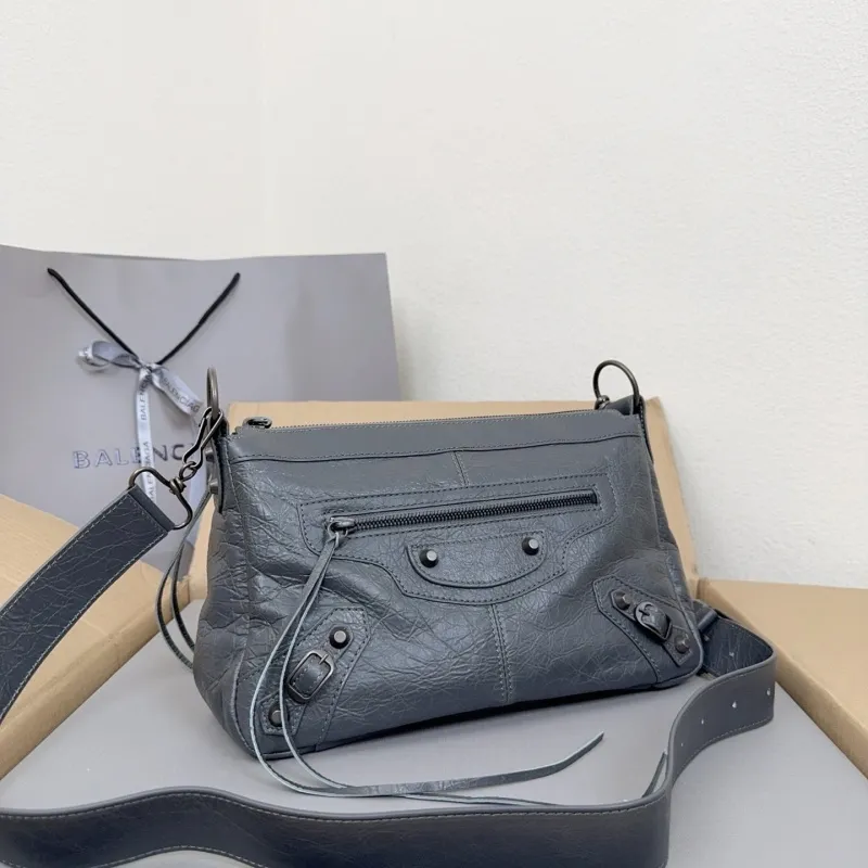 Balenciaga Classic Le Cagole Crossbody Bag - Black Crinkled Leather, Signature Hardware & Adjustable Strap, Edgy Luxury Shoulder Bag for Fashion-Forward Style #A56858