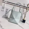 Loewe Womens Mini Bucket Bag - Light Blue Leather with Penguin Embroidery, Convertible Handle & Crossbody Strap, Playful Luxury Handbag with Anagram Logo #A56856