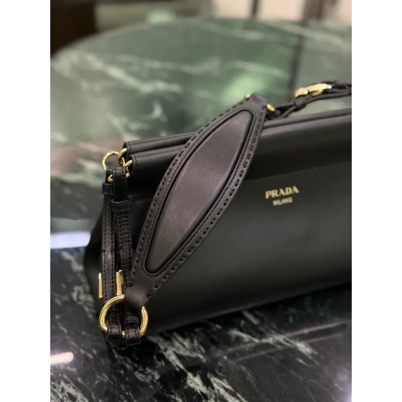 Prada Black Leather Shoulder Bag 1BC262 #A55688