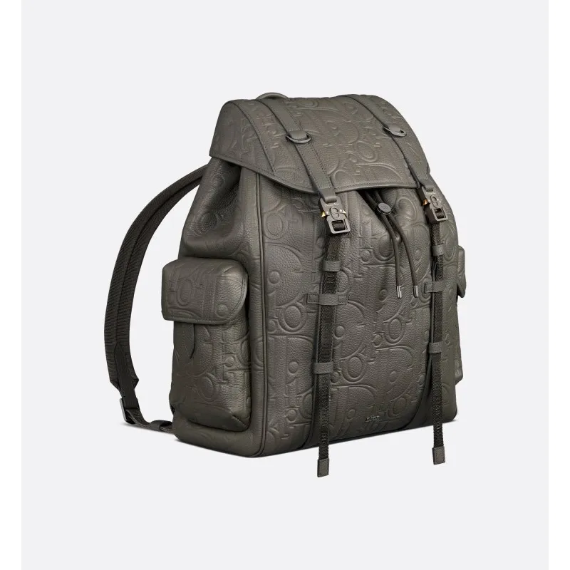 D-ior Mens Grey Embossed Leather Backpack with Signature Hardware - Luxury Fashion for Urban & Travel Essentials A205 #A57316 D-ior Mens Grey Embossed Leather Backpack with Signature Hardware - Luxury Fashion for Urban & Travel Essentials A205 #A57316
