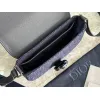 D-ior Blue Denim Oblique Pattern Crossbody Bag With Leather Accents size:19×13×4cm #A54113 D-ior Blue Denim Oblique Pattern Crossbody Bag With Leather Accents size:19×13×4cm #A54113