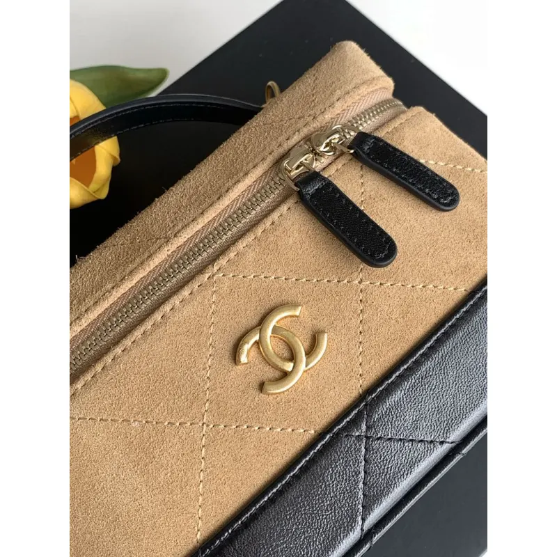 Chanel AP5276 Suede & Leather Handbag with Chain Strap Size 17-19.5-5 #A62896