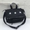 Givenchy Black Leather Star Embellished Multi Zip Tote Bag #A52354