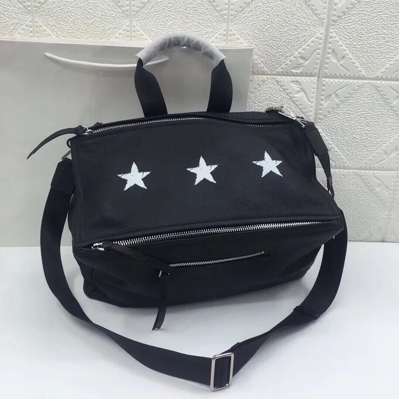 Givenchy Black Leather Star Embellished Multi Zip Tote Bag #A52354