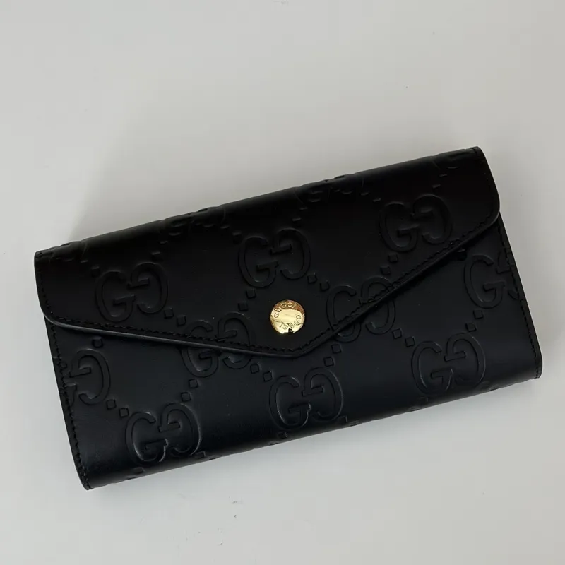 Gucci GG Embossed Leather Envelope Continental Wallet 19×10×3.5cm #A65013