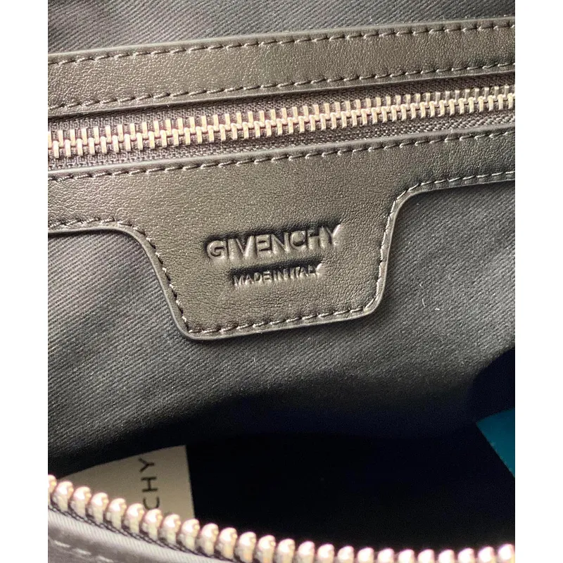Givenchy Black Leather Top Handle Bag With Logo Webbing Strap #A52352