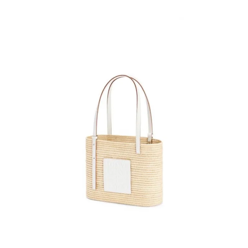 LOEWE Straw Tote Bag With White Leather Logo Patch And Dual Handles size:30×21×11cm #A54072
