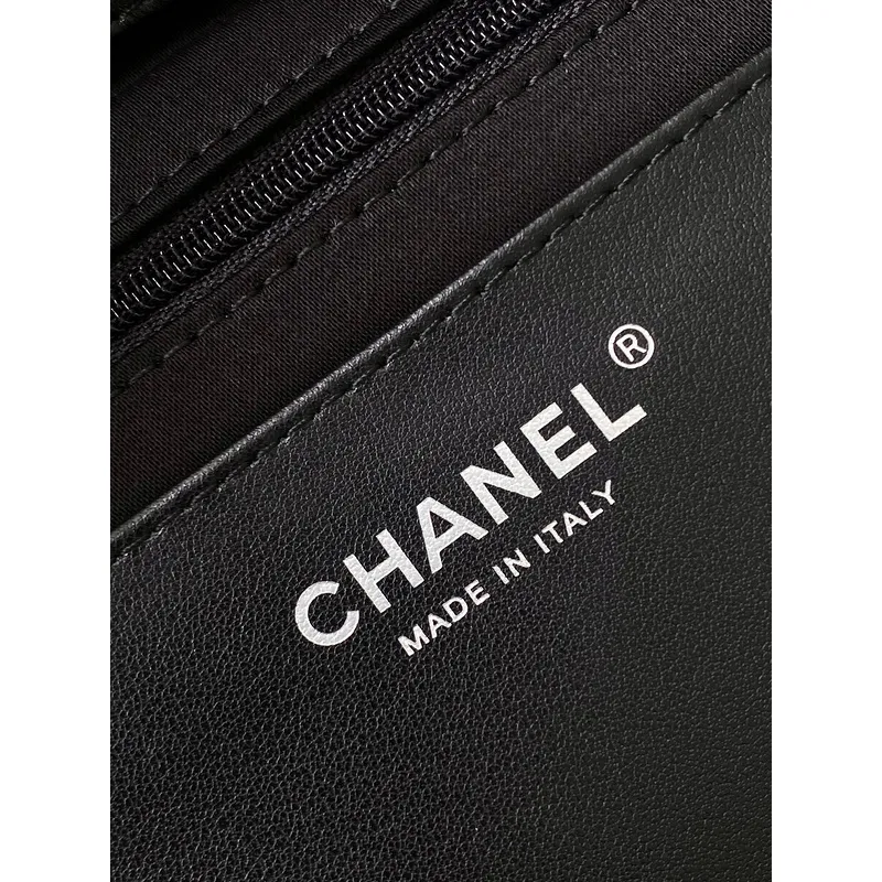 Chanel Black Quilted Leather Bucket Bag With Chain And Logo Accents #A50981