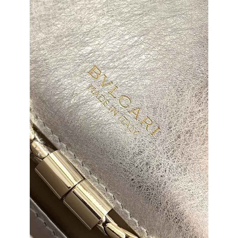 Bvlgari Serpenti Metallic Silver Crossbody Bag With Iconic Motif #A51655