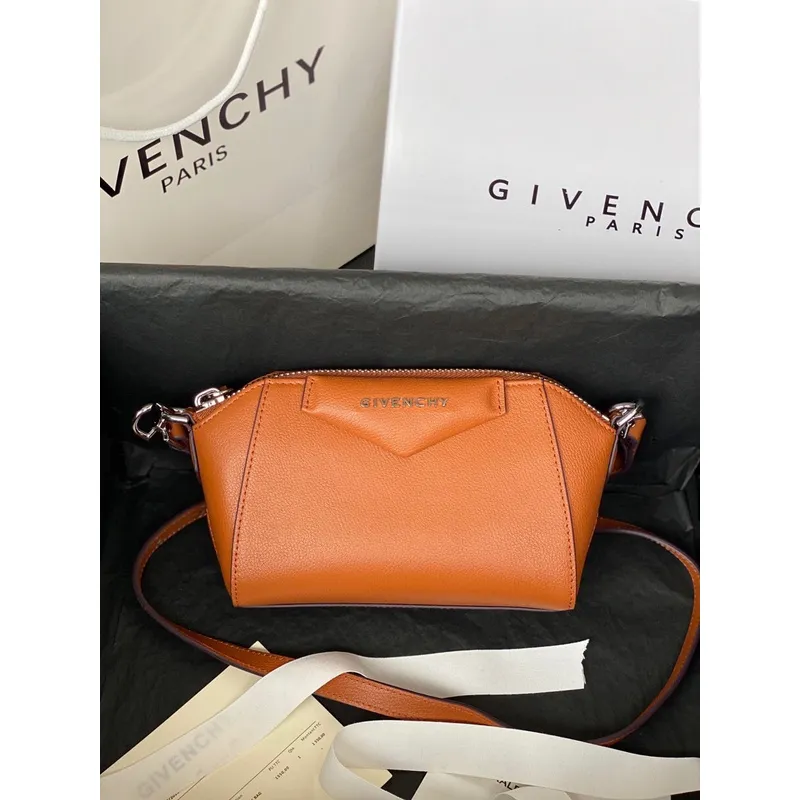 Givenchy Orange Leather Crossbody Bag With Signature Branding #A52347