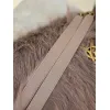 SAINT LAURENT Loulou Medium Shoulder Bag – Light Beige Suede with Chevron Quilt & Tone-On-Tone YSL Logo (Convertible Chain Strap) #A58776