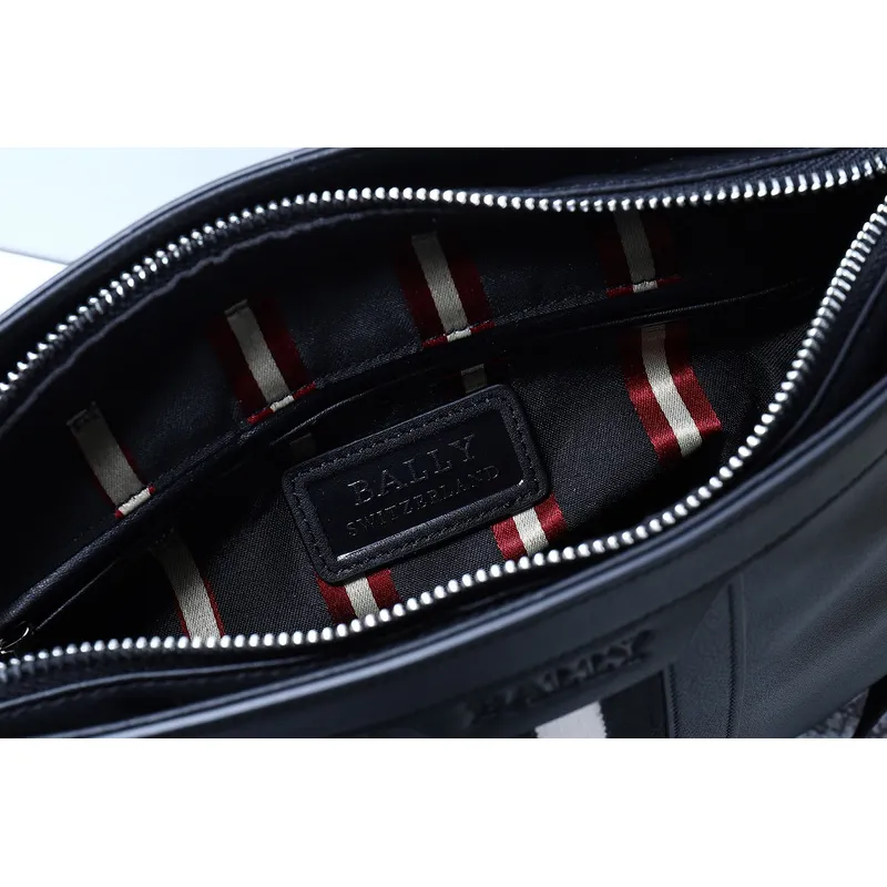 Bally Black Leather Crossbody Bag With Signature Stripe For Modern Elegance #A51671