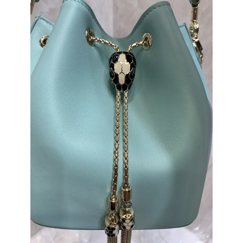 Bvlgari Serpenti Bucket Bag In Blush Leather With Iconic Detailing #A51661 Bvlgari Serpenti Bucket Bag In Blush Leather With Iconic Detailing #A51661