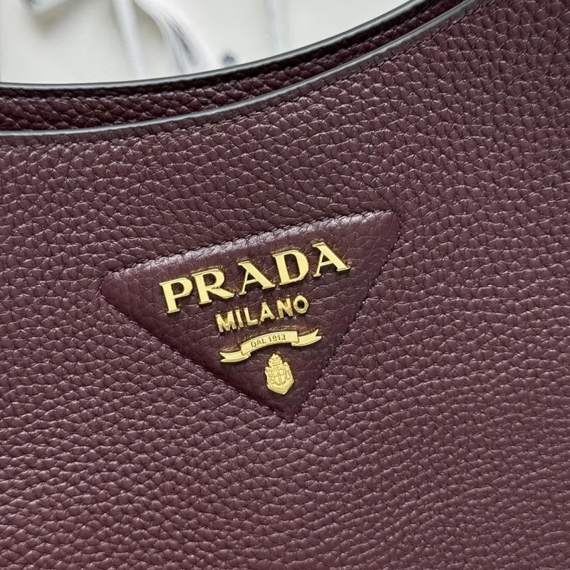 Prada 1BC073 Large Tote Bag - Burgundy Leather Crossbody Style with Adjustable Logo Strap #A59501 Prada 1BC073 Large Tote Bag - Burgundy Leather Crossbody Style with Adjustable Logo Strap #A59501