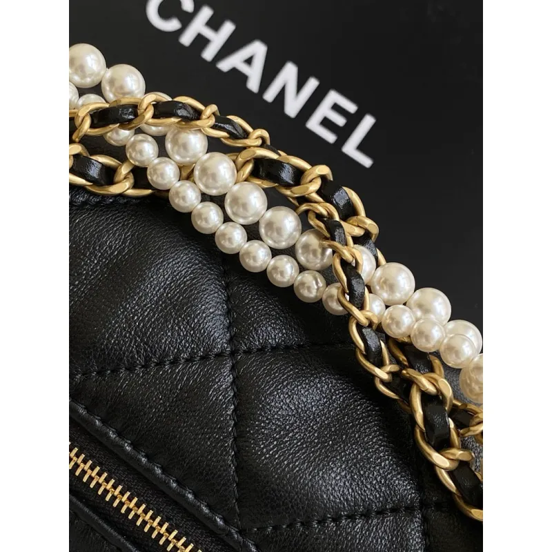 Chanel AS5898 Quilted Hobo Bag with Pearl Chain Strap Size 13-23.5-7.5 #A62897