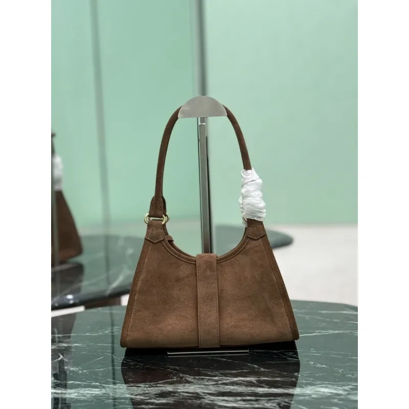 Prada Brown Suede Handbag 1BG580  #A55278