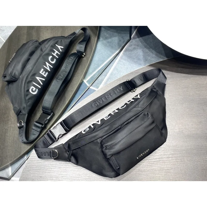 Givenchy Black Nylon Logo Emblazoned Waist Bag #A52350