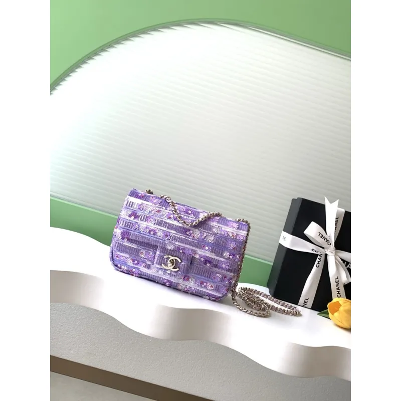 Chanel CF Sequin Quilted Flap Chain Bag, 14 x 21 x 8 cm #A63222 Chanel CF Sequin Quilted Flap Chain Bag, 14 x 21 x 8 cm #A63222