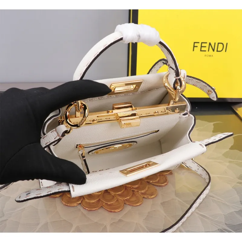Fendi Handbag Peekaboo Mini Cuoio Romano leather Size:23*18*11cm #A49095 Fendi Handbag Peekaboo Mini Cuoio Romano leather Size:23*18*11cm #A49095