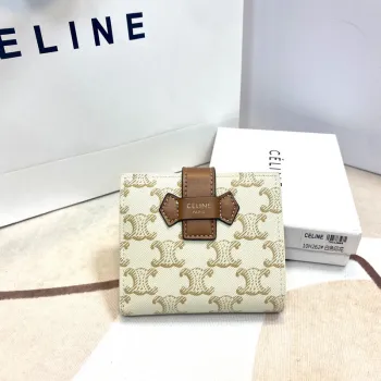 Celine Leather Wallet with Triomphe Closure #A46200